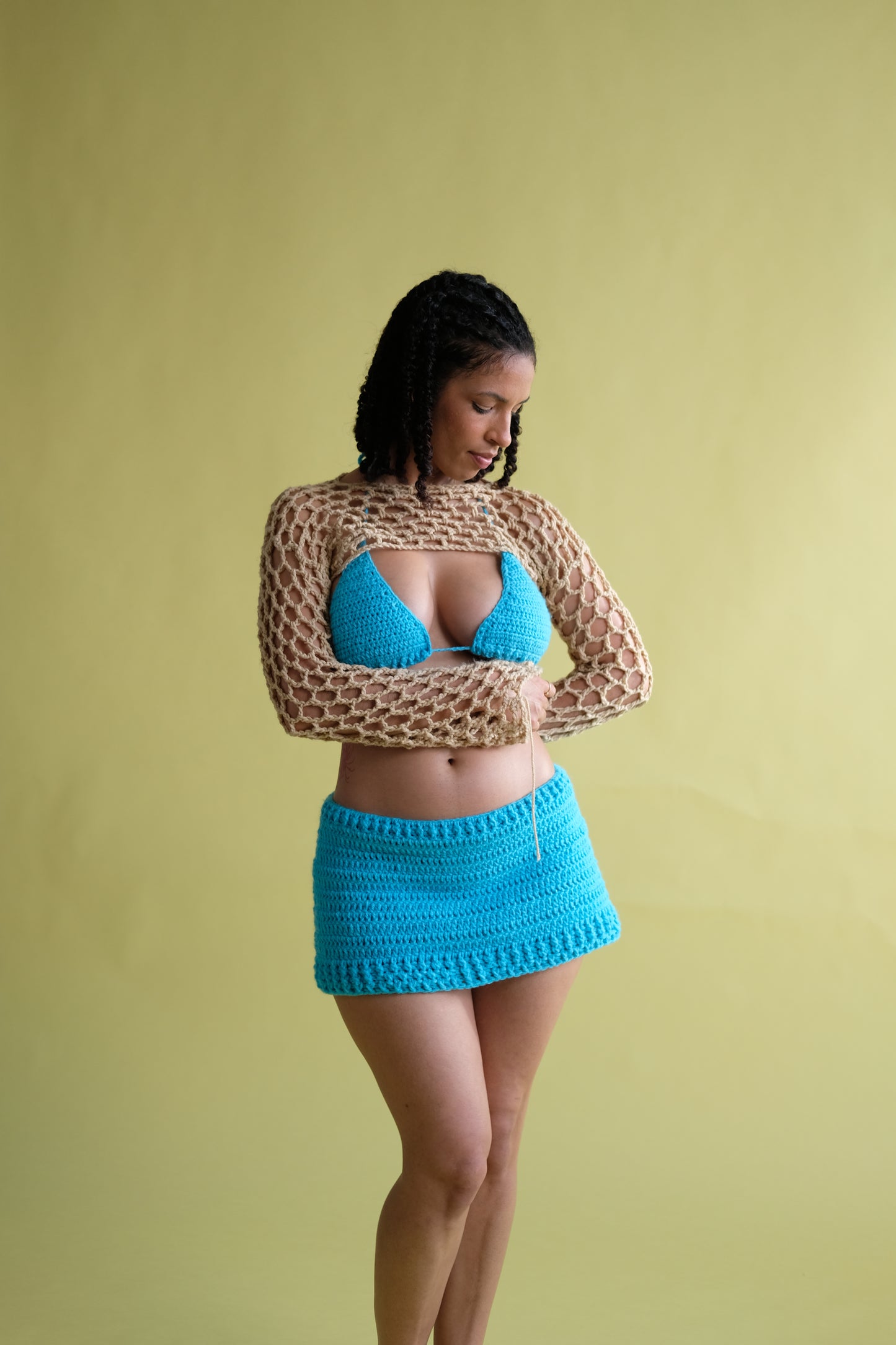 Mini Low Waist Crochet Skirt