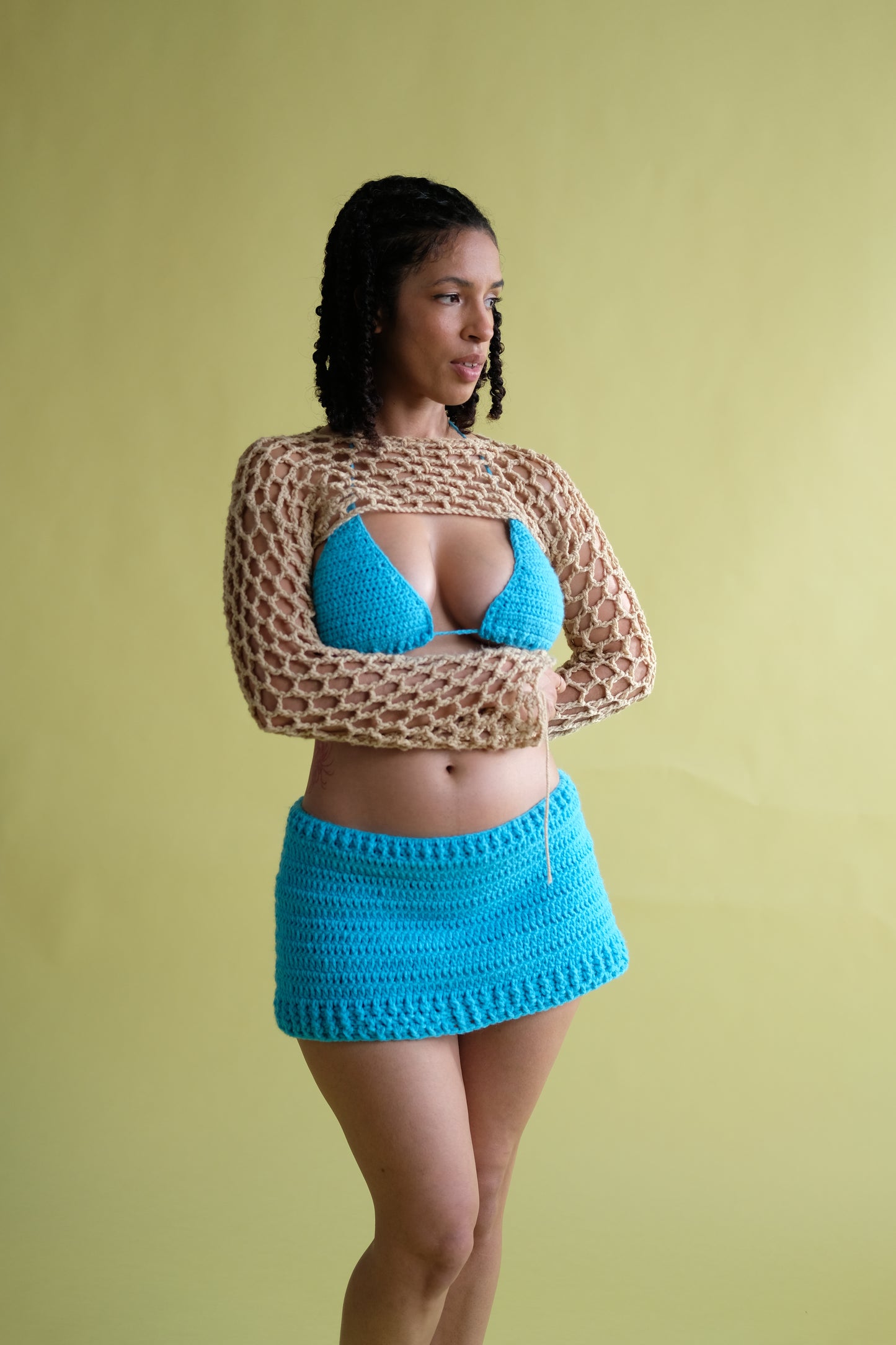 Mini Low Waist Crochet Skirt