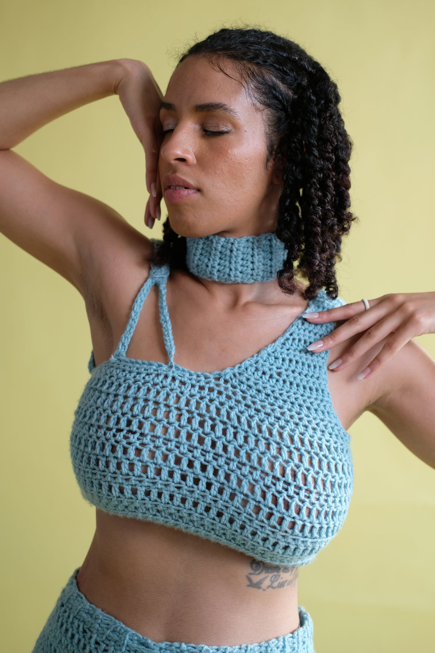 Lexi Assymetrical Crochet Crop Top