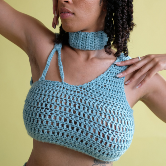 Lexi Assymetrical Crochet Crop Top