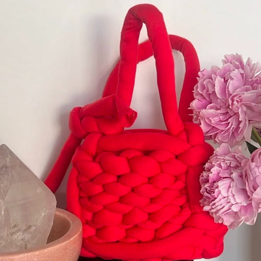 Kay Red Mini Chunky Knit Bag