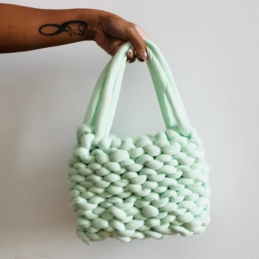 Mint Green Chunky Knit Bag