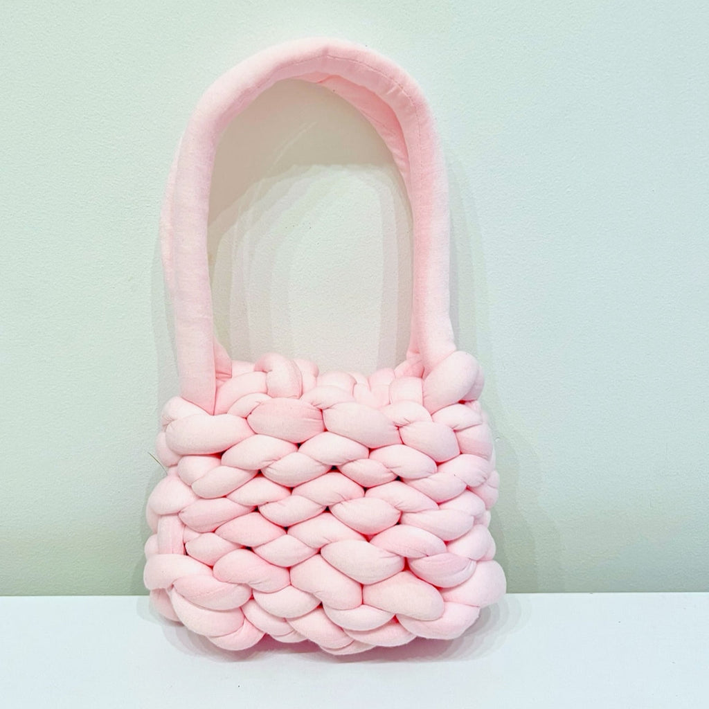 Joy Small Pink Chunky Knit Bag