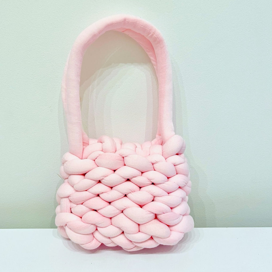 Joy Small Pink Chunky Knit Bag