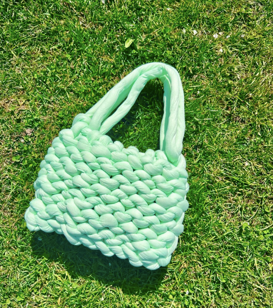 Mint Green Chunky Knit Bag