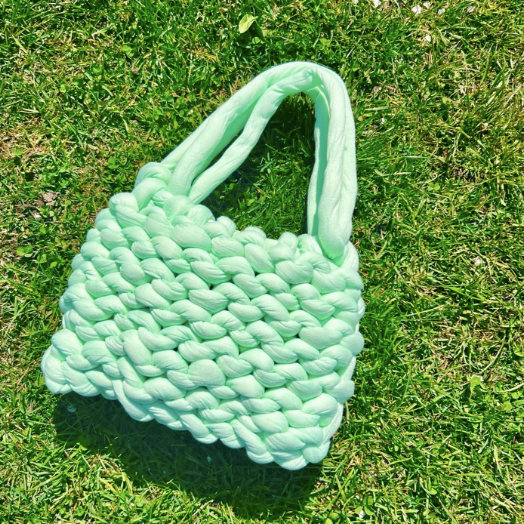 Mint Green Chunky Knit Bag