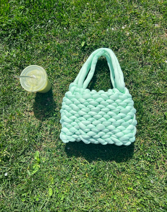 Mint Green Chunky Knit Bag
